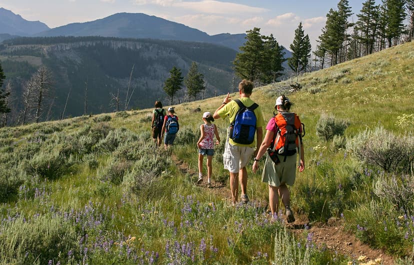 Family hiking together