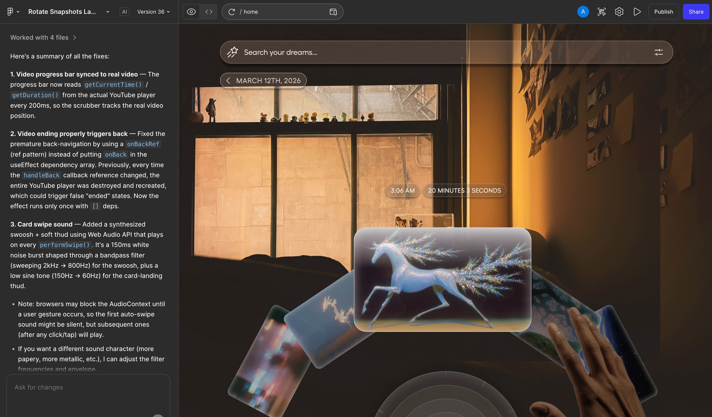 Figma Make screenshot of the Reverie VR prototype