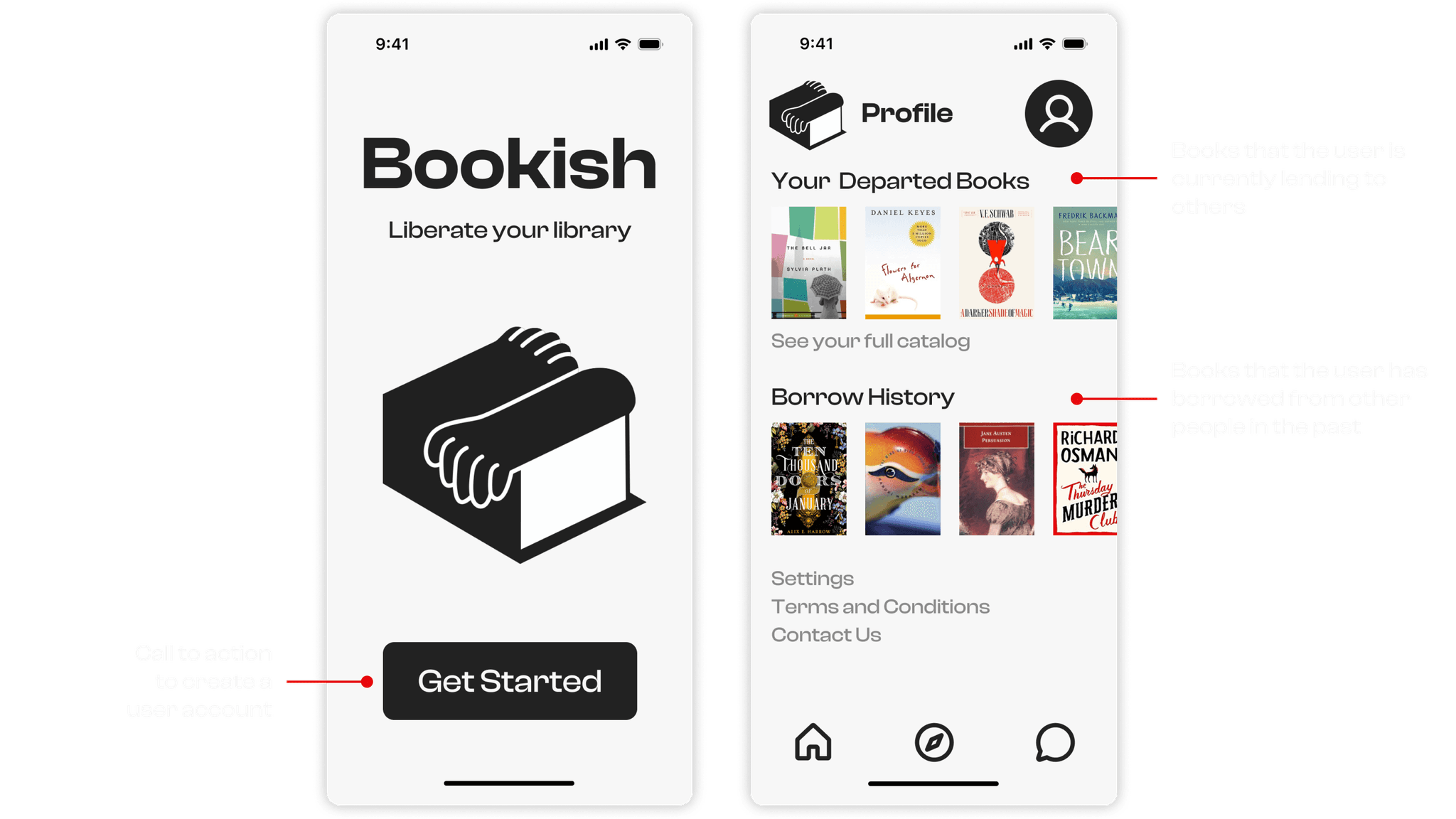 Home and profile screens - Final Product